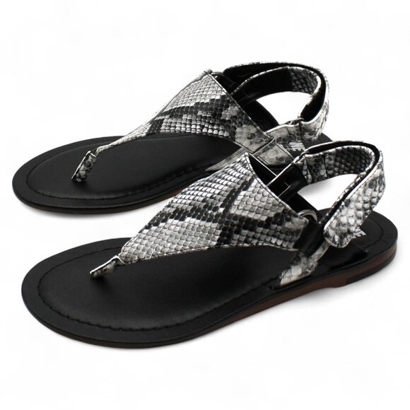 Grace Womens Faux Leather Snake Print Thong Sandals - Picture 5 of 7